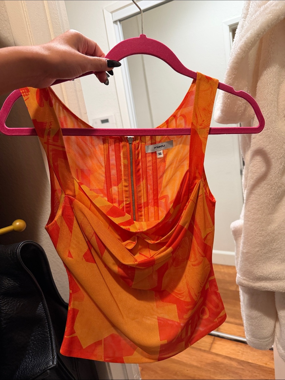 Miaou Orange and Red Cowl Neck Camisole